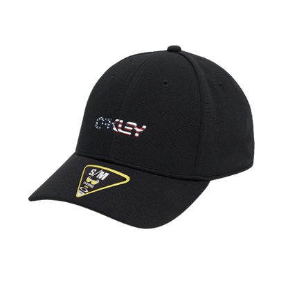 Oakley 6 Panel Stretch Metallic Hat Black/American Flag