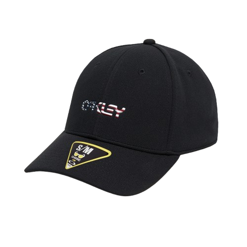 Oakley 6 Panel Stretch Metallic Hat Black/American Flag